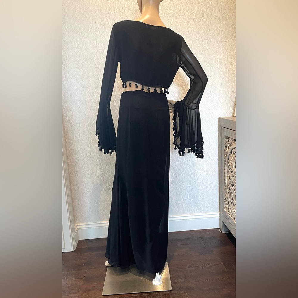 EUC Rare Vintage Dolce & Gabbana Sheer Black Top w/Tassels & Bell Sleeves IT 42 - Picture 13 of 13
